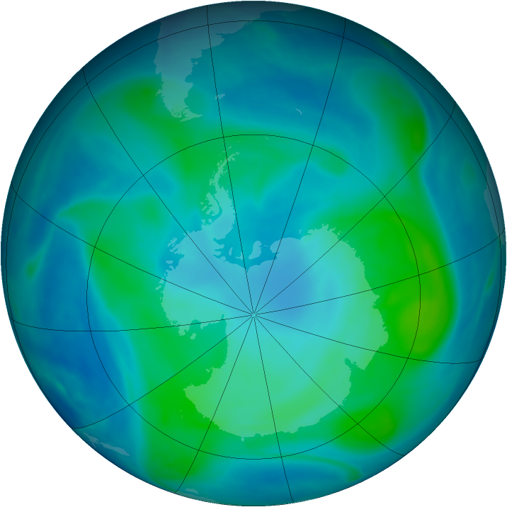 Antarctic ozone map for 13 February 2008